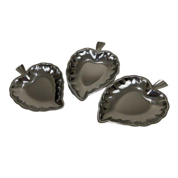 Decorative Set of 3 Vintage Silver Leaf Candy Dishes. 7 inch Dining Kitchen 8i - Picture 1 of 5